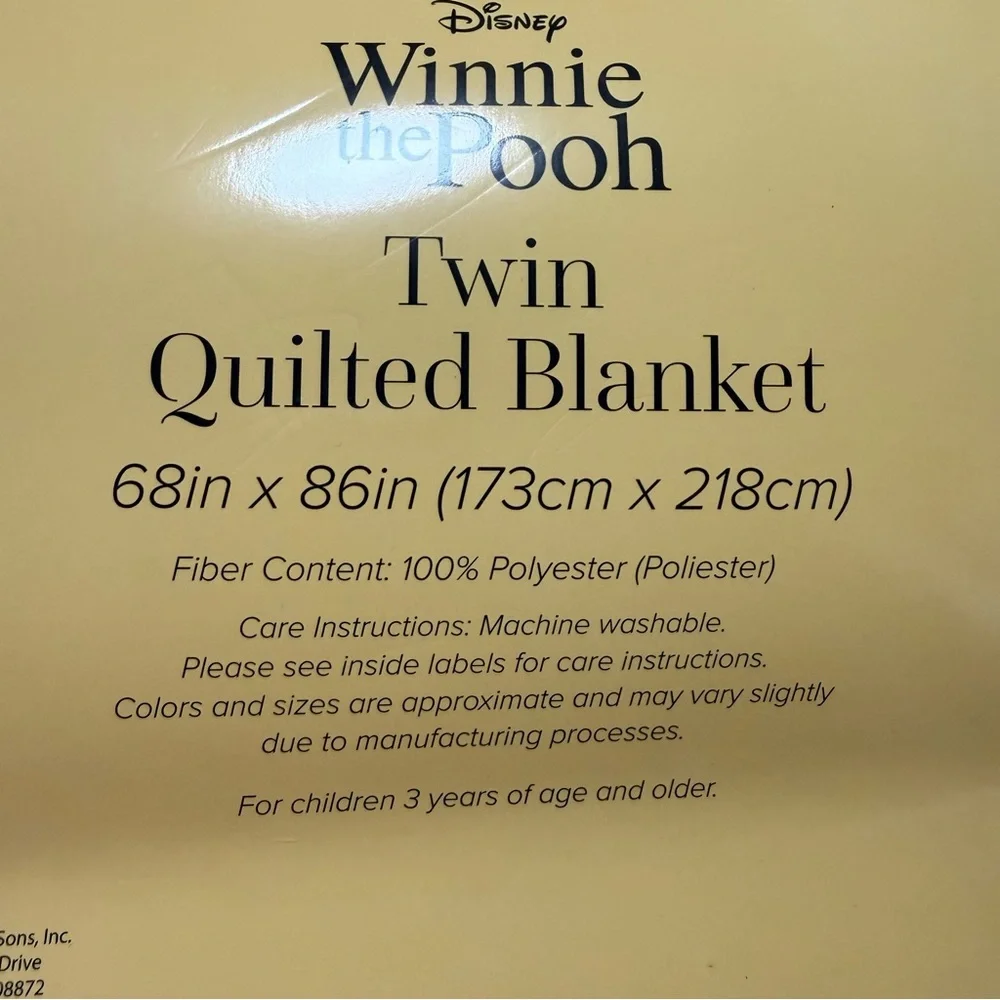 Disney Winnie the Pooh Twin Quilted Blanket - New with tags